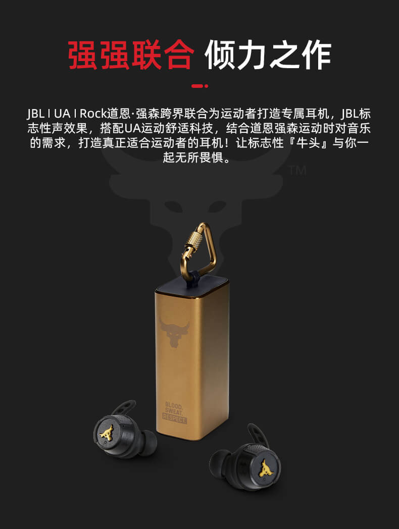JBL UA Project Rock 强森 真无线蓝牙运动耳机 牛头安德玛无限耳塞